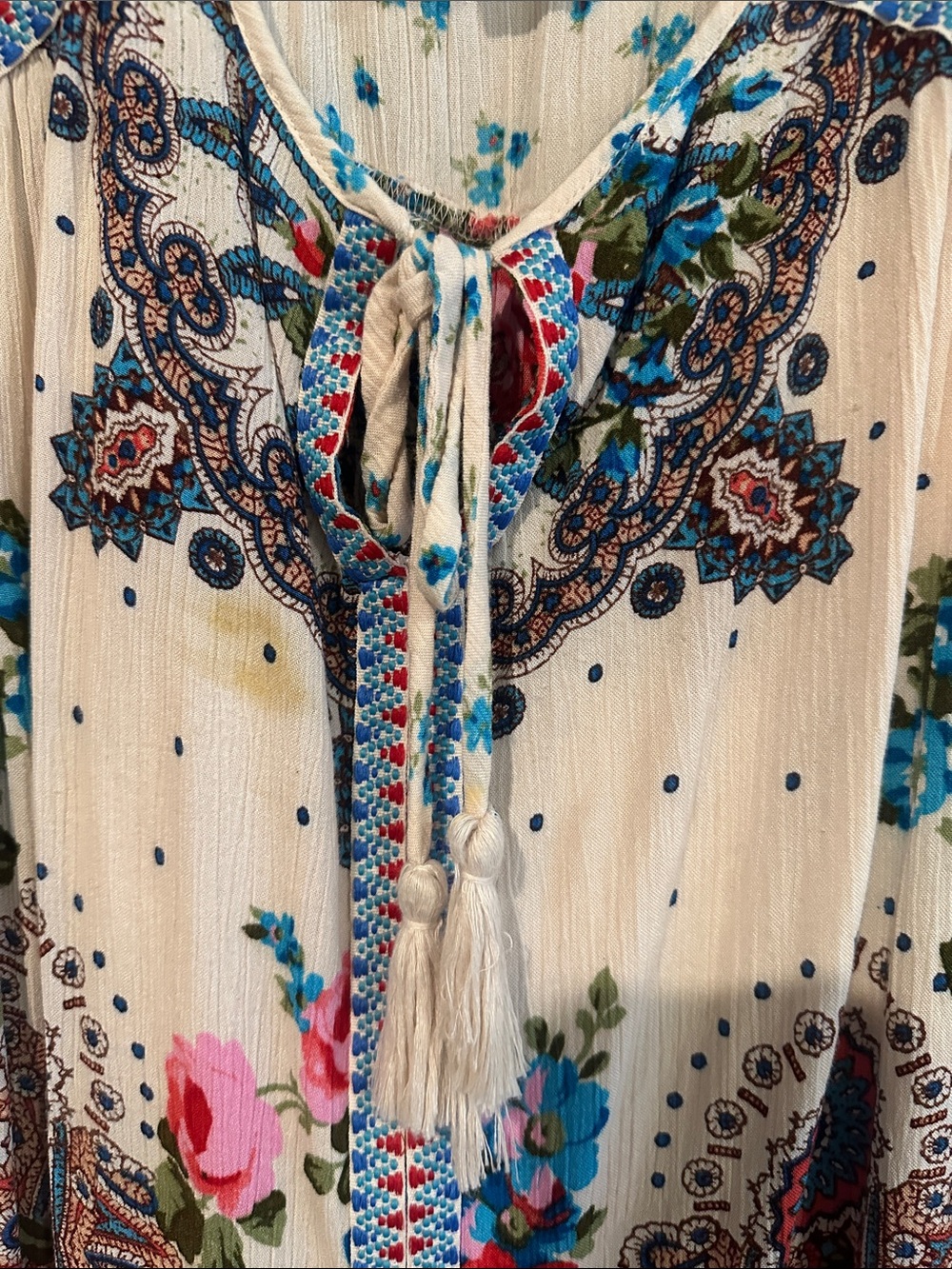 Bila Cream Tank with Blue and Red Floral Print - Picture 5 of 11
